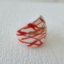 Lucite White Red Gold Statement Ring Image 5