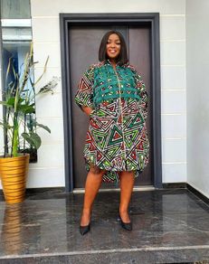 African Fabric Shirt Dress