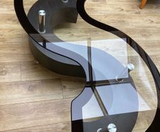 Glass S shaped Coffee Table with Storage