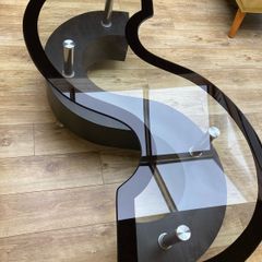 Glass S shaped Coffee Table with Storage