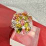 Multi-Tourmaline, White Zircon Floral Ring Image 4