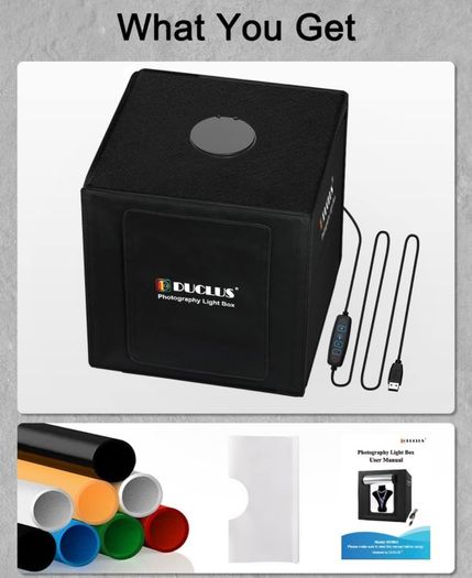 Light Box Photography 40cm / 16" x 16'', Portable Photo Booth Box with Adjustable 160 LED Lights & 8 Photo Backdrops for Product Photography (FREE POSTAGE)