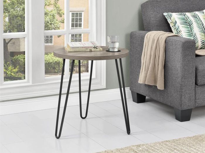 Dorel Owen Retro Round End Table- Grey Oak - 3613307COMUK
