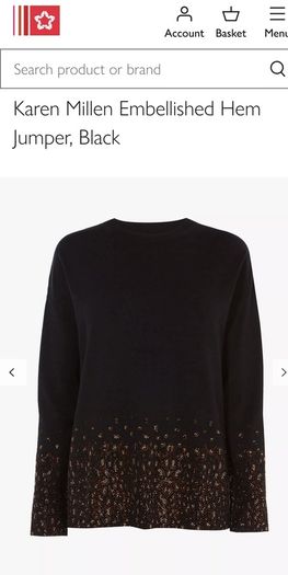 Karen Millen Embellished Hem Black Jumper UK 12