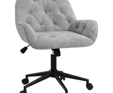 Office Chair Desk Chair Computer Chair, Height Adjustable, Velvet-Look, Grey