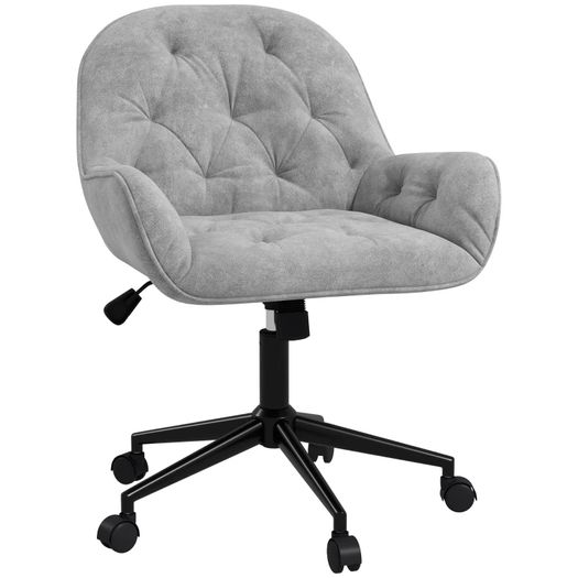 Office Chair Desk Chair Computer Chair, Height Adjustable, Velvet-Look, Grey