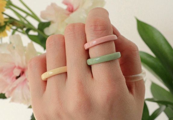 Minimalist Solid Color Acrylic Rings 3Pcs lot