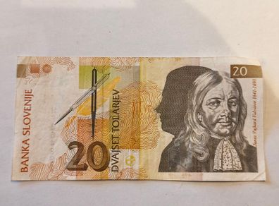 1992 Slovenian 20 Tolarjev Banknote Slovenia Currency Scientist Note Vajkard