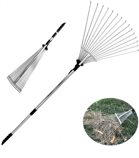 Garden Leaf Rake,Grass Rake for Lawn,Adjustable Lawn Grass Rake for Grass Cleaning Fallen Leaves Weeds,34 to 63-Inch Adjustable Gardening Tools 160cm (FREE POSTAGE)
