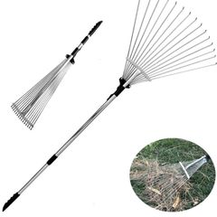 Garden Leaf Rake,Grass Rake for Lawn,Adjustable Lawn Grass Rake for Grass Cleaning Fallen Leaves Weeds,34 to 63-Inch Adjustable Gardening Tools 160cm (FREE POSTAGE)