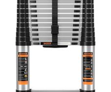 Ladder with Non-Slip Feet,4.1M/13.5FT Aluminium Extension Loft Ladder with Stabilizer Bar