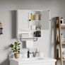 Bathroom Wall Cabinets with Towels Bar,Storage Cabinet, Over The Toilet Storage with 2 Doors and Adjustable Shelf, Wall Cabinet for Bathroom Laundry Kitchen (White) Image 6