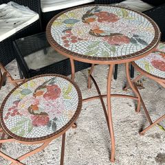 Mosaic bistro set with table and two chairs