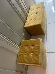 Velvet ottoman storage boxes