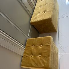 Velvet ottoman storage boxes