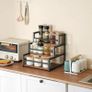 3-Tier Liquor Bottle Display Shelf, Syrup Organizer Stand, Wine Rack Countertop Storage Shelf Stand Liquor Cabinet for Home Mini Bar, Kitchen Coffee Station, Rustic Brown and Black Image 2