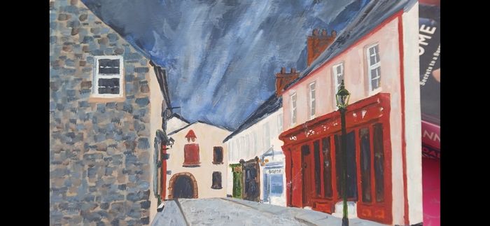Original Irish Country Streetscape, Signed
