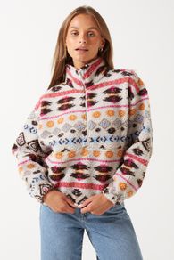 Only Janne Aztec Teddy half zip warm jacket oversized size S UK10 EU38 Postage included