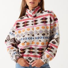 Only Janne Aztec Teddy half zip warm jacket oversized size S UK10 EU38 Postage included