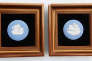 Pair of Framed Wedgwood Blue and White Jasperware Plaques