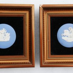 Pair of Framed Wedgwood Blue and White Jasperware Plaques
