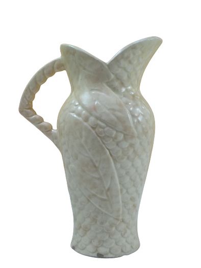 Price Bros Vintage mid-century jug vase cream leaf pattern made in England