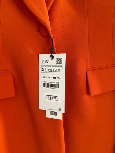 Fab Zara Bloggers Insta Famous Pumpkin Orange Suit Co Ord Blazer and Trousers   Size XL UK 14