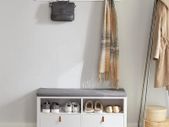 Shoe Bench White with 2 drawers