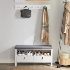 Shoe Bench White with 2 drawers