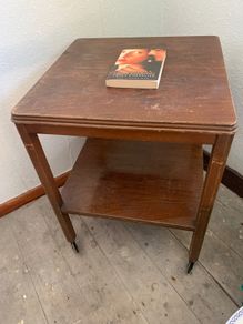 Vintage Two Tier table on castors - Height 67cm mm Length and depth 50cm Height
