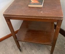 Vintage Two Tier table on castors - Height 67cm mm Length and depth 50cm Height