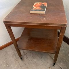 Vintage Two Tier table on castors - Height 67cm mm Length and depth 50cm Height