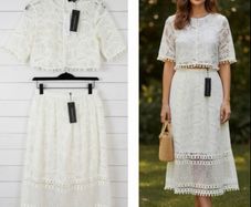 French connection chic 2 piece skirt and top hen party bridal vintage style boho