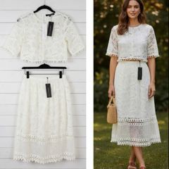 French connection chic 2 piece skirt and top hen party bridal vintage style boho