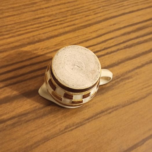 Antique Austrian miniature mochaware checkerboard creamer   1900's