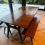 Walnut extendable dinning table and benches Image 2
