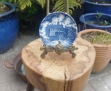 Fabulous Vintage Blue and White 4 Inch Miniature Plate By Enoch Wedgwood (Tunstall) Ltd, Featuring the Edinburgh Castle Pattern from the Royal Homes Of Britain Series