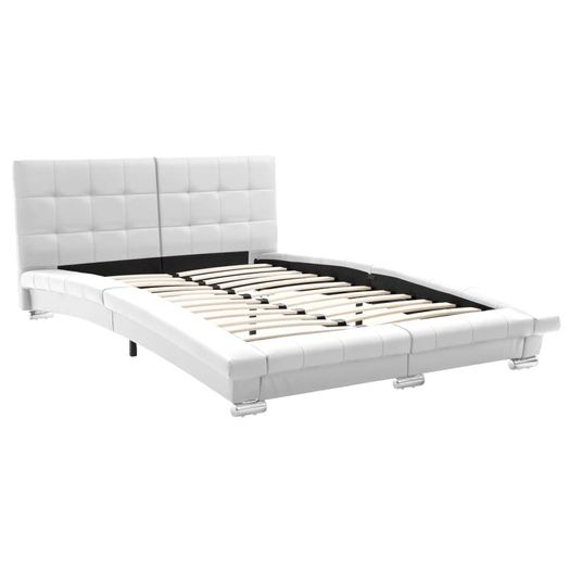 Bed Frame White Faux Leather 135x190 cm