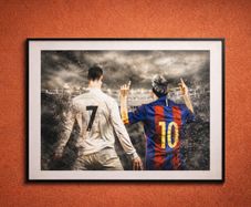 Unique Canvas Messi x Ronaldo Print - FREE P&P