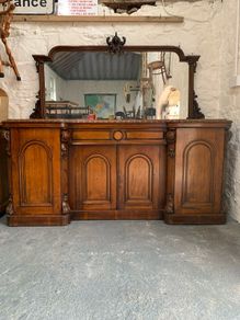 Large Victorian Walnut Mirror Back Sideboard.