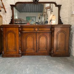 Large Victorian Walnut Mirror Back Sideboard.