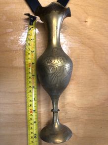 Solid Brass Vase with Floral engraving