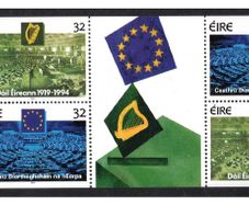 1994 Ireland Parliamentary Democracy (75th Anniversary of The First Meeting of the Dail & The 4th Direct Elections of the European Parliament) Commemorative Stamp Booklet Pane Mint Never Hinged (MNH). Hibernian HP66.