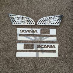 Scania R Series Truck Lorry Enhancements For Footsteps And Upper Grill Polished Steel Decorations(GAR)