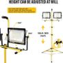 200W Tripod Stand LED Work Light, Twin 100W Floodlight, Flexible Portable Job Site Light, 20000LM 175V to 265V Outdoor Indoor worklight Image 4
