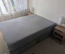 Complete Bed Set: Emma Mattress + JYSK Storage Base + 2 Lockers and Touch Lamps