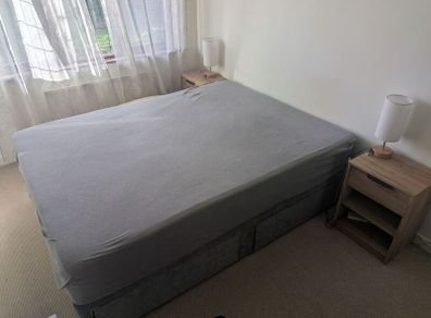 Complete Bed Set: Emma Mattress + JYSK Storage Base + 2 Lockers and Touch Lamps