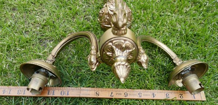 Vintage Solid Bronze Colonial Williamsburg Style Chandeliers, set of 2