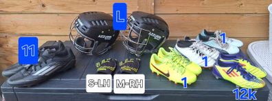 football boots and hurling helmets