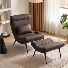 Modern Accent Chair with Footstool With 64cm Wide Seat